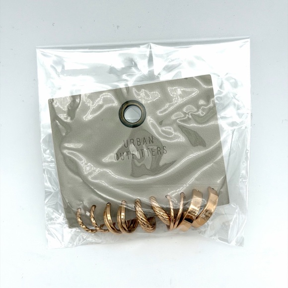 Urban Outfitters Jewelry - NWT New Women's Urban Outfitters Ebbie Hoop Gold Earrings Set 5 Pack